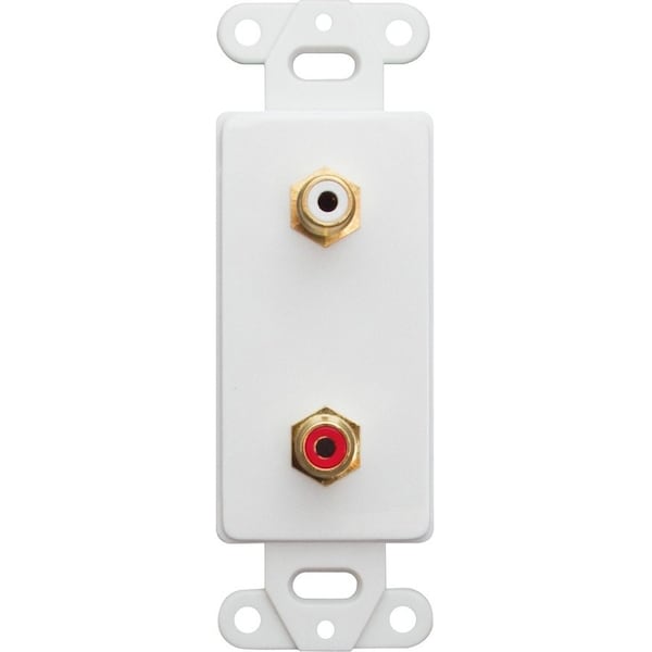 Cable Wholesale Decora Wall Plate Insert, White, RCA Stereo Couplers (Red/White), 2 RCA Female 301-2002 - main
