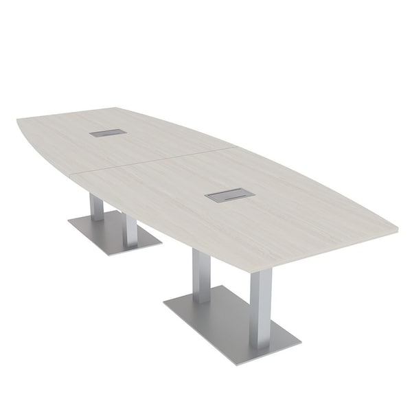 Skutchi Designs Boat Conference Table With Power Unit, 48 in W, 120 in L, Ivory HAR-BOT-48x120-DOU-K458-ESIL - main