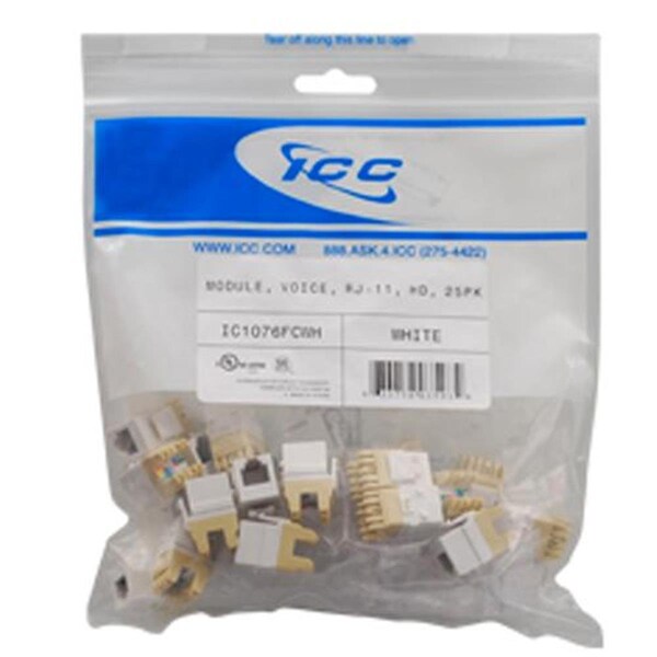 Icc Module Voice Rj11 Hd 25pk Wh ICC-IC1076FCWH - main