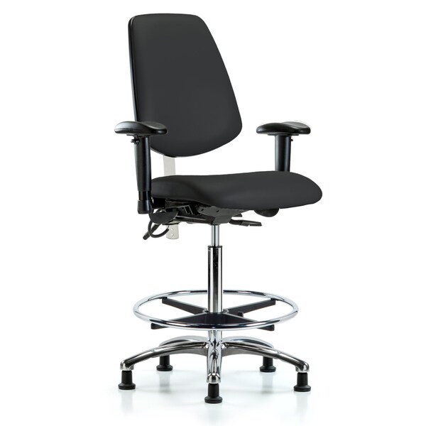 Blue Ridge Ergonomics Vin Hi Ben Chair, Med, Bk, Blk, CL100/ESD, Adjustable Arms, 26" to 35-1/2" Height, Black BR-NECR-VHBCH-MB-CR-T1-A1-CF-EG-ESDBLK - main