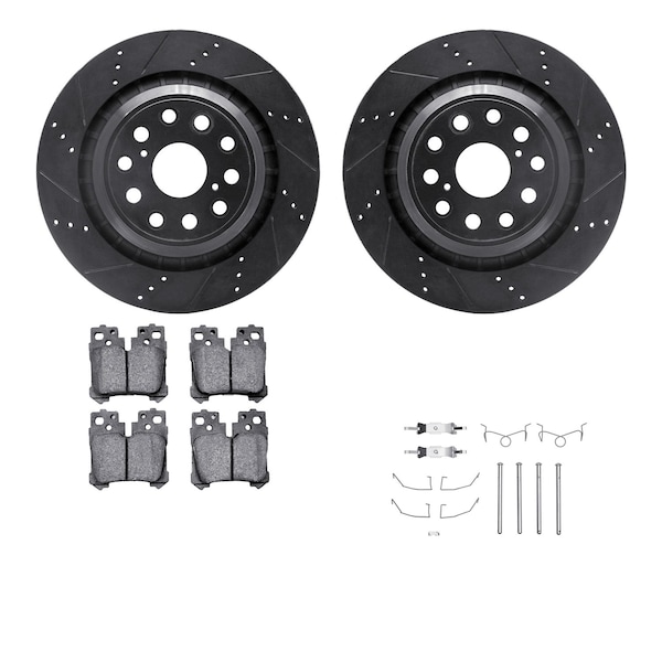 Dynamic Friction Co DFC Rotors-Drilled & Slotted-Black w/ EURO 5000 Ceramic Brake Pads Incl Hdw 8612-75004 - main