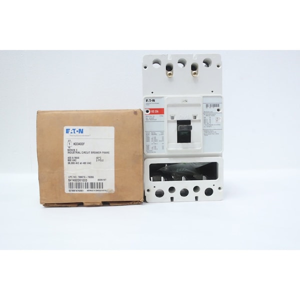 Eaton MOLDED CASE CIRCUIT BREAKER 600V-AC 3P 400A AMP KD3400F - main
