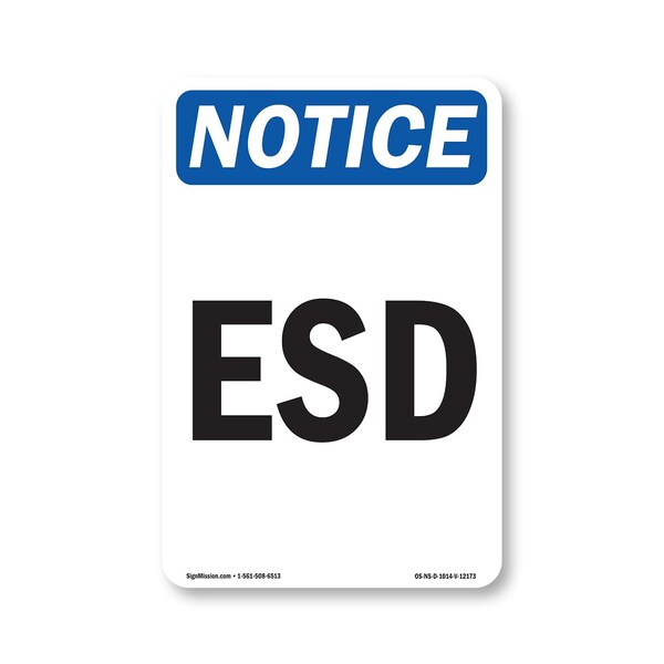 Signmission OSHA Notice Sign, ESD, 14in X 10in Decal, 10" W, 14" L, Portrait, ESD Sign OS-NS-D-1014-V-12173 - main