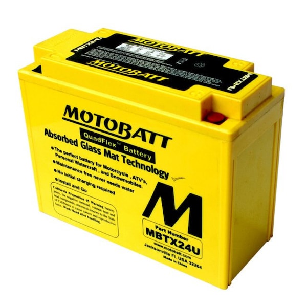 Motobatt 25Ah 350 CCA AGM Powersports Battery replaces YTX24HL MBTX24U - main