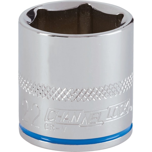 Channellock 3/8'' Drive 22 mm 6-Point Shallow Metric Socket 302740 - main