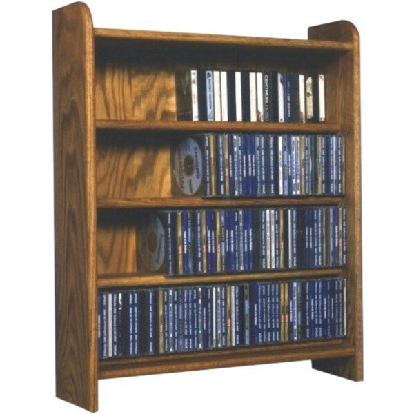 Wood Shed Cdracks Solid Oak 4 Shelf CD Cabinet Max. Capacity 275 CD s Honey Oak Finish 402 - main