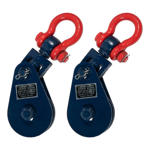 Mytee Products 8 Ton Snatch Block w/ SHACKLE Crane 3/4 Wire Rope Sheave Tow Axle Lift Truck, 2PK SB6-8-Shacklex2 - main
