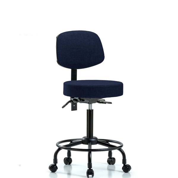 Blue Ridge Ergonomics Bench Stool, Med, Fab, Bk, RT, Casters, Nav BR-FMBST-RT-T0-RC-F45 - main