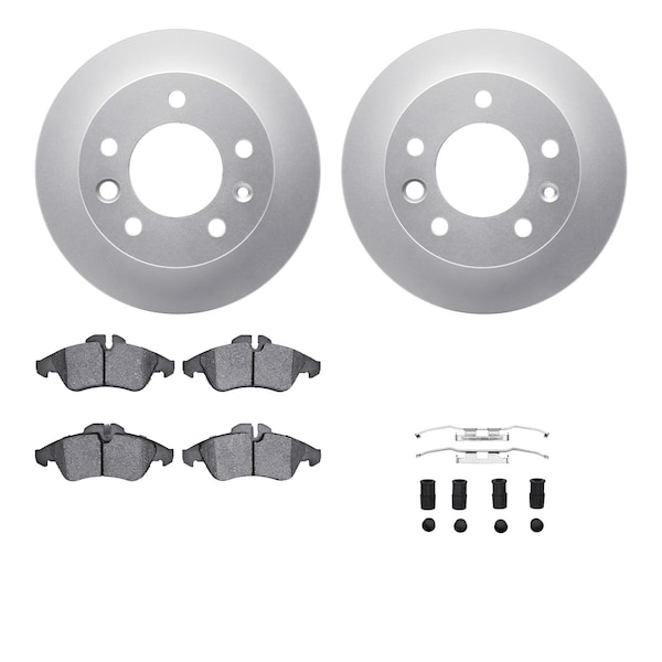 Dynamic Friction Co DFC GEOSPEC Coated Rotor- Heavy Duty Brake Pad includes Hardware and Sensor 4222-40006 - main