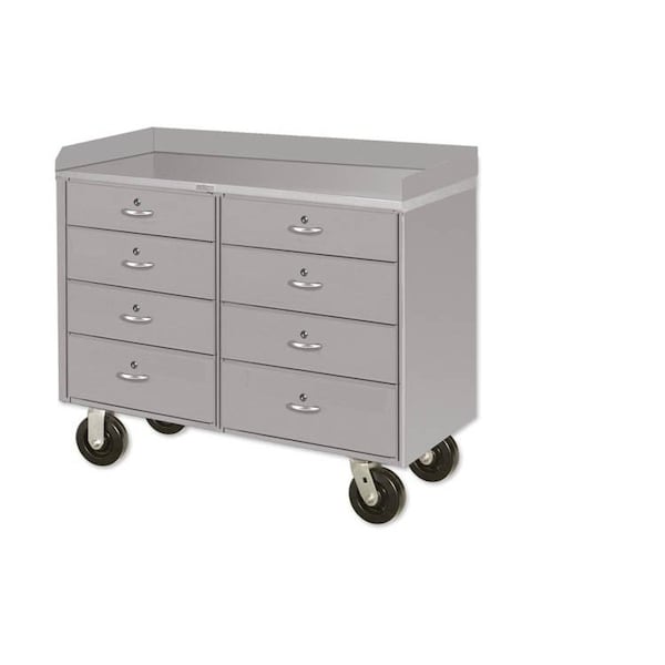 Pucel Mobile Drawer & Door Cabinet, Eight Drawers, 46 in W x 21 in D x 34 1/2 in H, Light Blue PDC-46S-8 - main