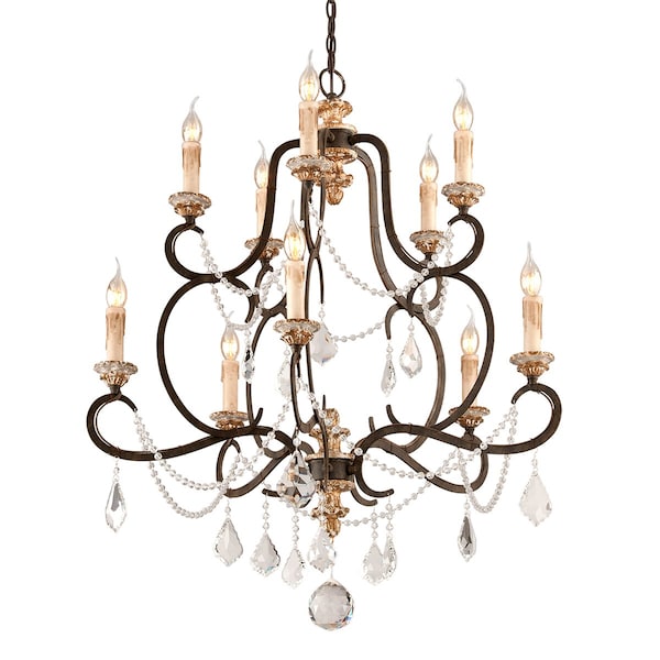 Troy Lighting Bordeaux 10 Light Chandelier 32.25 In. Parisian Bronze F3516-PZ/DG - main