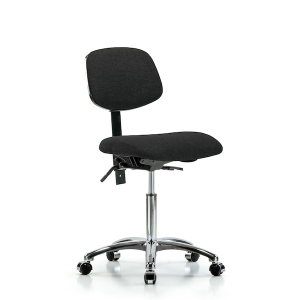 Blue Ridge Ergonomics Chair, Fabric, Med Bench, Chr Casters, Blk, No Arms, 22" to 29" Height, Black BR-FMBCH-CR-T0-A0-NF-CC-F42 - main