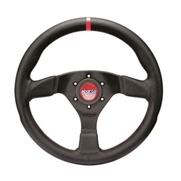 Sparco R383 Champion Black Leather & Black Stitching Steering Wheel 015R383PLUNNR - main