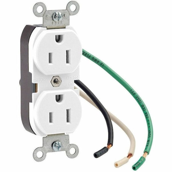 Leviton Commercial Grade Duplex Receptacle, 15 Amp, 125 Volt 5040-W - main