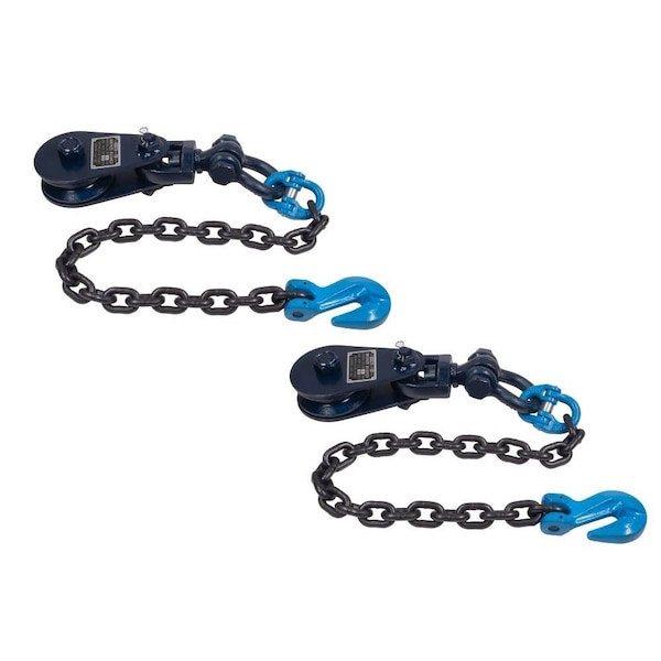 Mytee Products 4 Ton 4.5in Sheave Snatch Block w/ Swivel Shackle and Chain Anchor, 2PK SB45-4-ShackleCAx2 - main