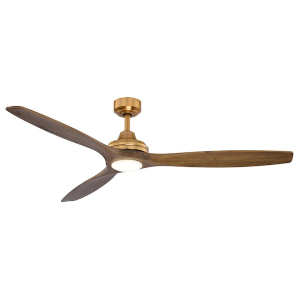Vaxcel Niles, 60 in, Satin Brass Ceiling Fan, Dark Elm Blades, LED, Remote, DC Motor F0135 - main