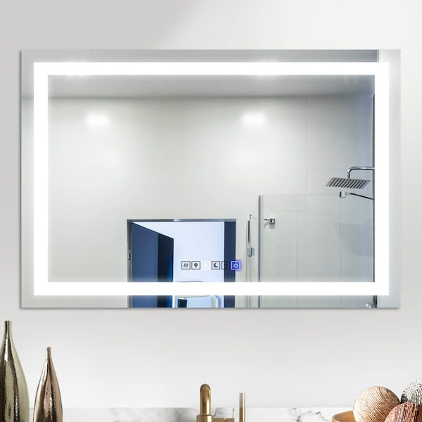 Fab Glass And Mirror LED Mirror 36x48inches, Led Bathroom Mirror with Lights Front and Backlit Anti-Fog Memory Brig HC36X48 - main
