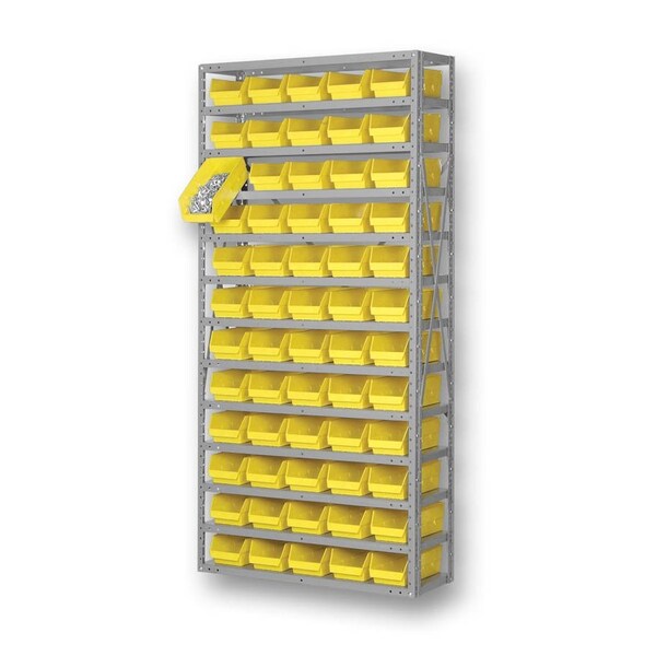 Pucel Bin Shelving Rack, 13-Shelf, 60-Bins, 36 in W x 24 in D x 73 in H, Gray BR-2436-13-60 - main