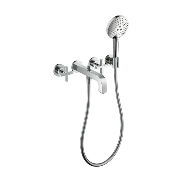 Axor Citterio 3-Hole Wall-Mounted Tub Trim with Handshower, 1.75 GPM- Cross Handles in Chrome 39447001 - main