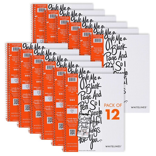 Whitelines Case of Whitelines Spiral Wirebound Graph Ruled Notebooks, Gray Paper, 11" x 8.5" 70 Sheets, PK12 17001CS - main
