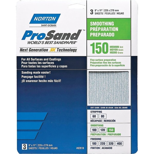 Norton Co Sandpaper Al Oxd 150Grt 9X11In 02618 - main