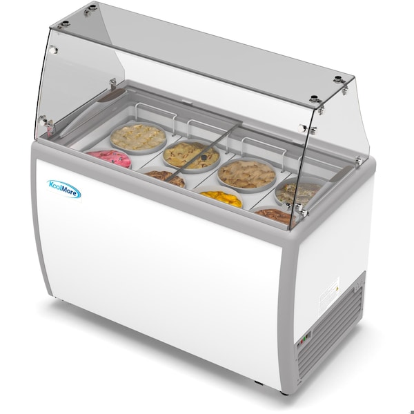 Koolmore 50 in. 8 Tub Ice Cream Dipping Cabinet Display Freezer with Sliding Glass Door and Sneeze Guard KM-ICD-49SD-FG - main