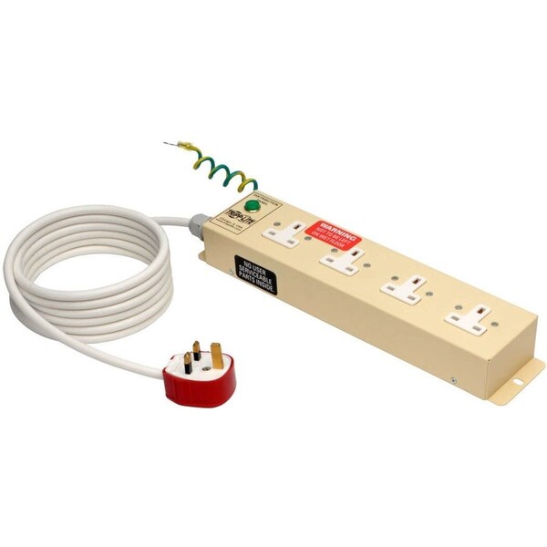 Tripp Lite Power Strip, Hospital Grade, (4) British BS 1363A, BS1363, 10 ft., Beige/White PS410HGUK - main