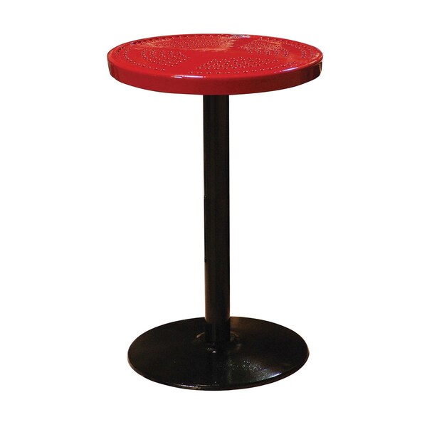 Leisure Craft 24" Round Perforated Pedestal Table, Portable, 40"H, Red 24TAB40-RED - main