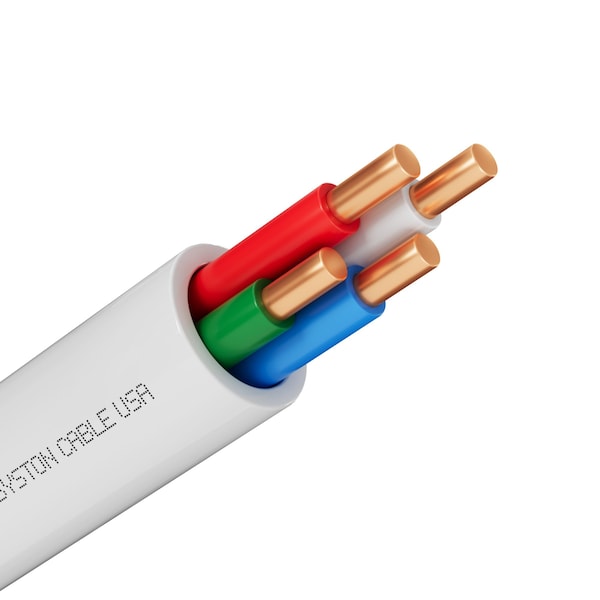 Syston Cable Technology 18/4 Thermostat HVAC Heating Cable Wire, Solid Copper 18 AWG 4 Conductors CL3R/CMR/FT4, 20ft White 7232-20WH - main