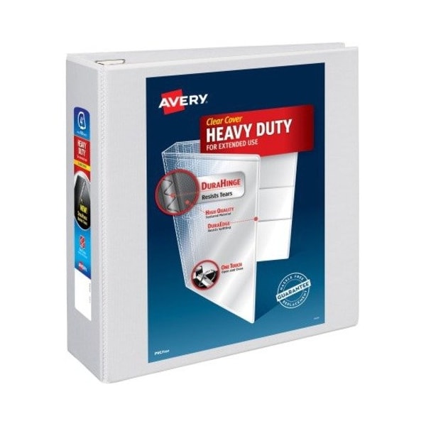 Zoro Select 4" D-Ring Binder, Heavy Duty, White AVE79104 - main