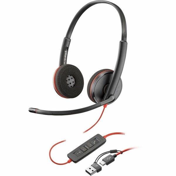 Hpi Poly Poly Blackwire 3220 Stereo USB-C Black Headset + USB-C/A Adapter (Bulk) 8X2J9A6 - main