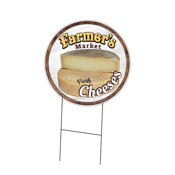 Signmission Farmers Market Cheeses Double Sided Corrugated Plastic Circle Yard Sign, C-24-CIR-DS-WS- Cheeses C-24-CIR-DS-WS- Cheeses - main