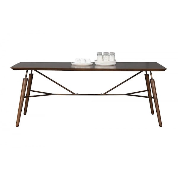 Homeroots 71" Brown Rectangular Manufactured Wood And Solid Wood Dining Table 486021 - main