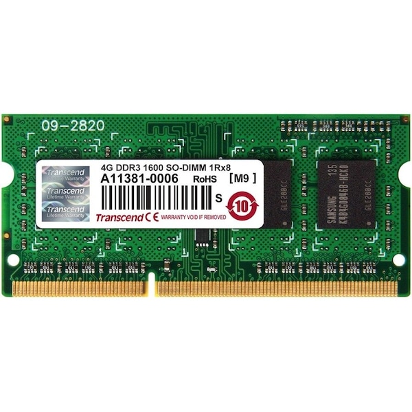 Transcend Information DDR3 1600 SO-DIMM 4GB 11-11-11 1RX8 TS512MSK64V6H - main