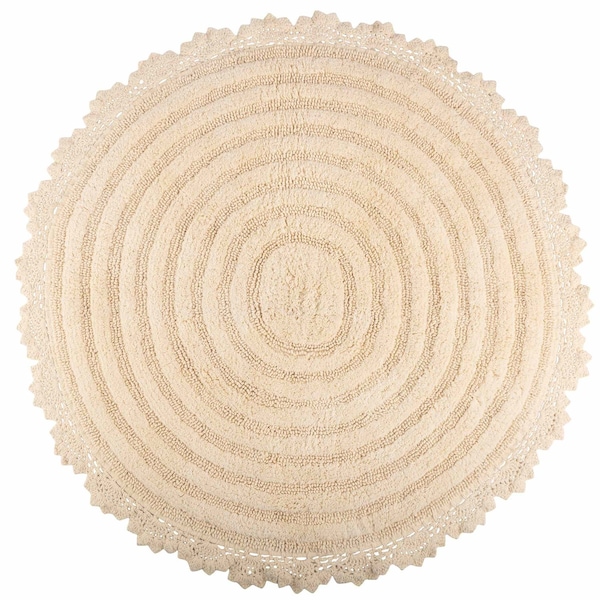 Lavish Home Bathroom Rugs 2 Woven Cotton Bath Mat Set for Boho Decor Round Rugs for Shower, Tub, Toilet, Vanity HT-BATH4-NT - main