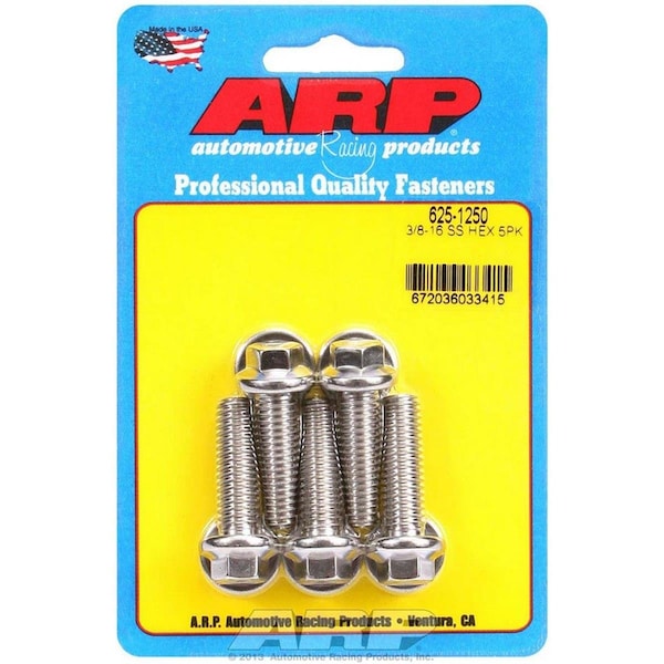 Arp 625-1250 0.38-16 x 1.25 in. 6-Point Stainless Steel Bolt Kit, 5 Piece ARP625-1250 - main