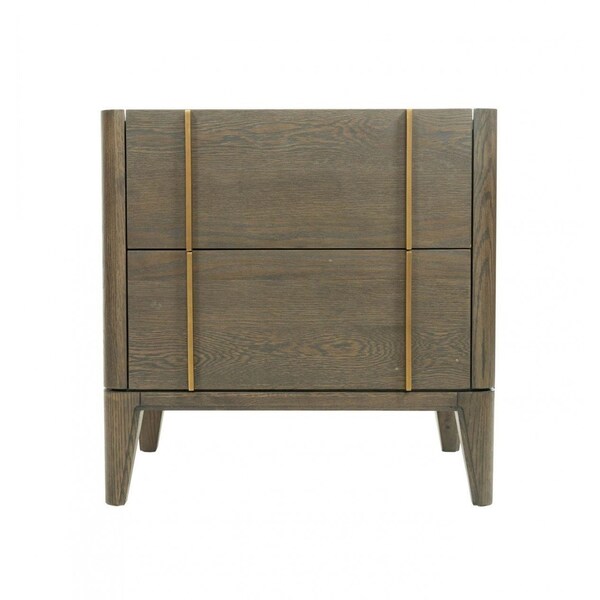 Homeroots Mid Century Dark Brown and White Faux Marble with Two Drawers 473037 - main