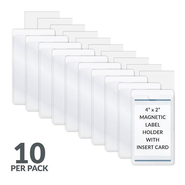 C-Line Products 2-1/2" x 4-1/4" White Side Load Magnetic Label Holders, 10/PK, 10PK/BX 87707-BX - main