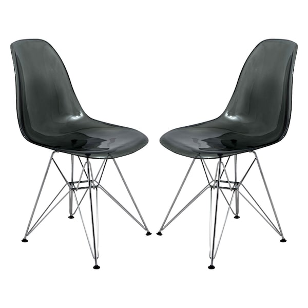 Leisuremod Cresco Plastic Dining Side Chair, Transparent Black, 2PK CR19TBL2 - main