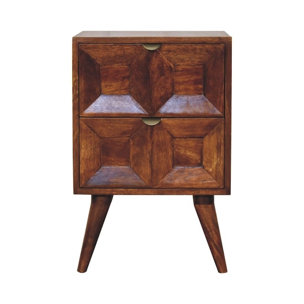 Homeroots 24" Brown Solid Wood Square Two Drawer Nightstand 651866 - main