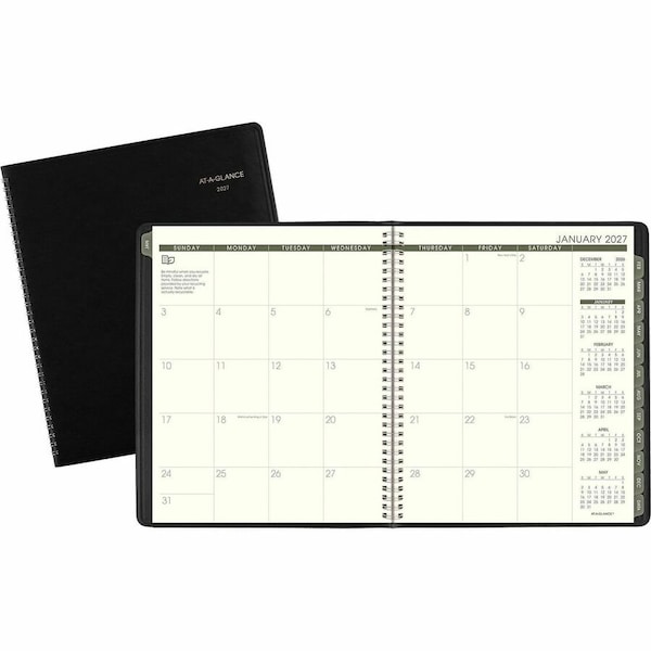 At-A-Glance Recycled Monthly Planner, 11 x 9, Black, 2022 70260G05 - main