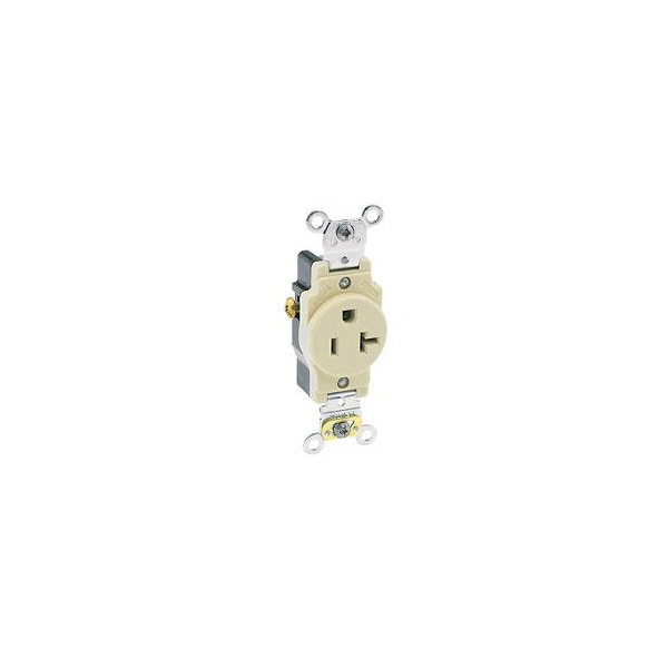 Leviton Straight Blade Receptacle, 5-20R, 20 A, 125V AC, 2 Pole, 3 Wire, Flush Mount, Grounded 5351-I - main