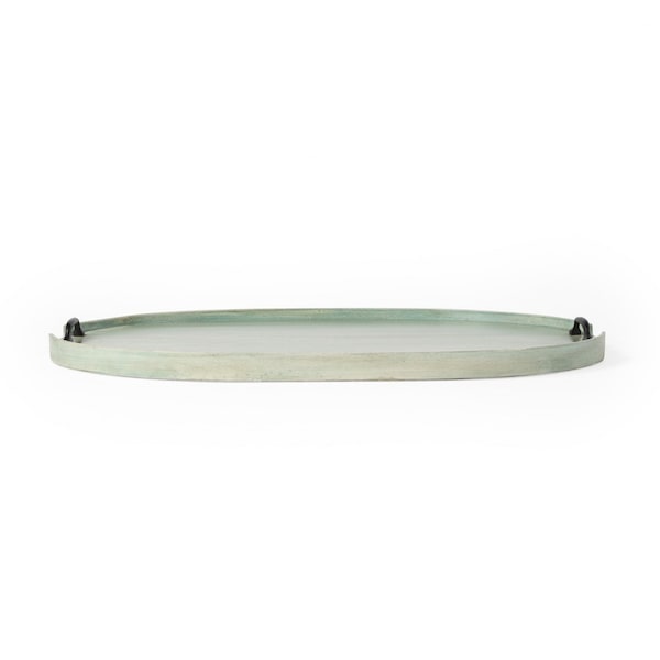 Homeroots 27in Green Mango Oval Serving Tray With Handles 388900 - main