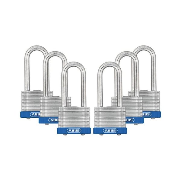 Abus Keyed Padlock, Open, Rectangular Steel Body, Hardened Steel Shackle, 3/4 in W, 6 PK 19308 - main