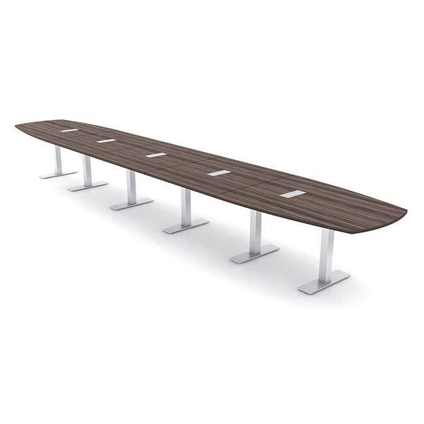 Skutchi Designs Arc Boat Conference Table With Power, 48 in W, 264 in L HAR-ABOT-48X264-T-H3041-ESIL - main