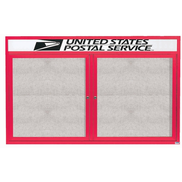 Aarco Outdoor Enclosed Bulletin Board w/ Al Frame Header, Powder Coated Red, Neutral 36''Hx60''W ODCC3660RHR - main