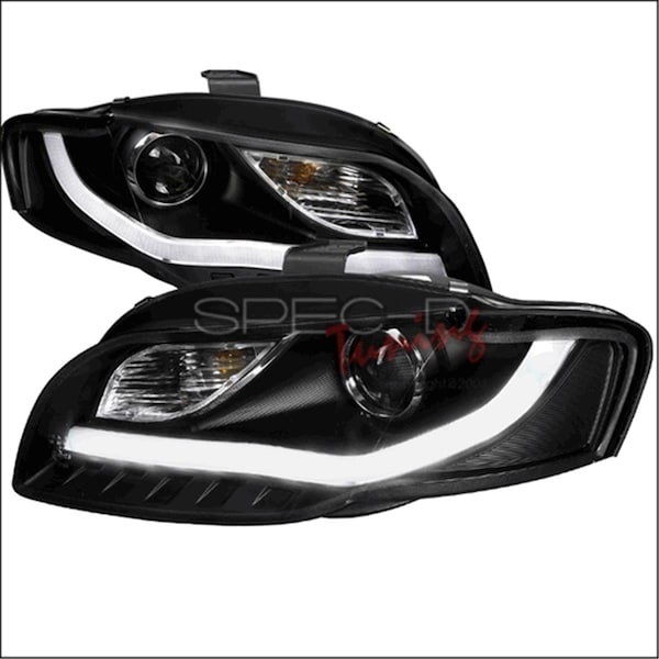 Overtime R8 Style Projector Headlight with LED Signal for 06 to 08 Audi A4, Black - 10 x 21 x 27 in. OV2468240 - main