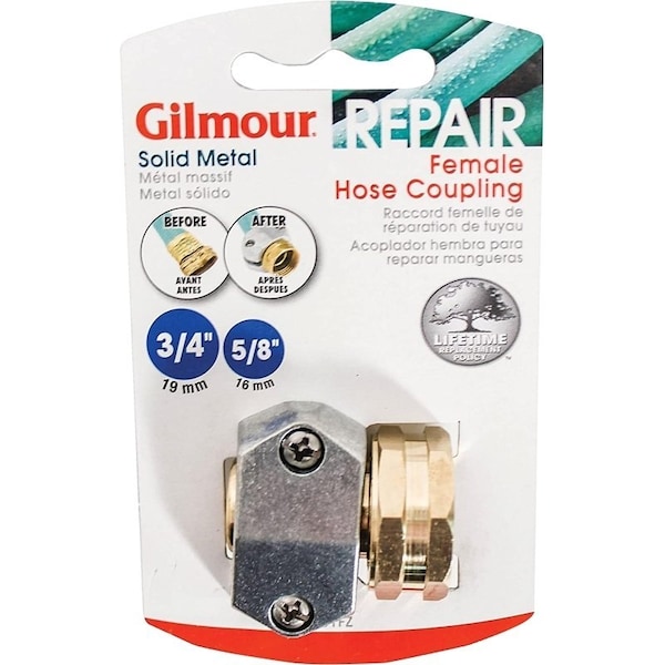 Gilmour 801014-1001 Hose Mender Coupler, Female, Zinc 801014-1004 - main