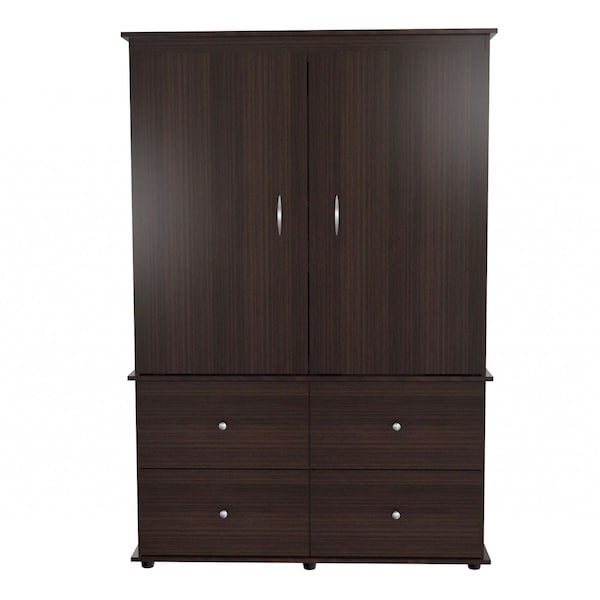 Homeroots 47" Espresso Melamine Mirrored Four Drawer Combo Dresser 249835 - main