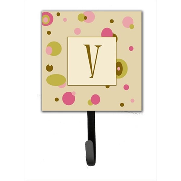 Carolines Treasures Letter V Initial Monogram - Tan Dots Leash Holder Or Key Hook CJ1004-VSH4 - main